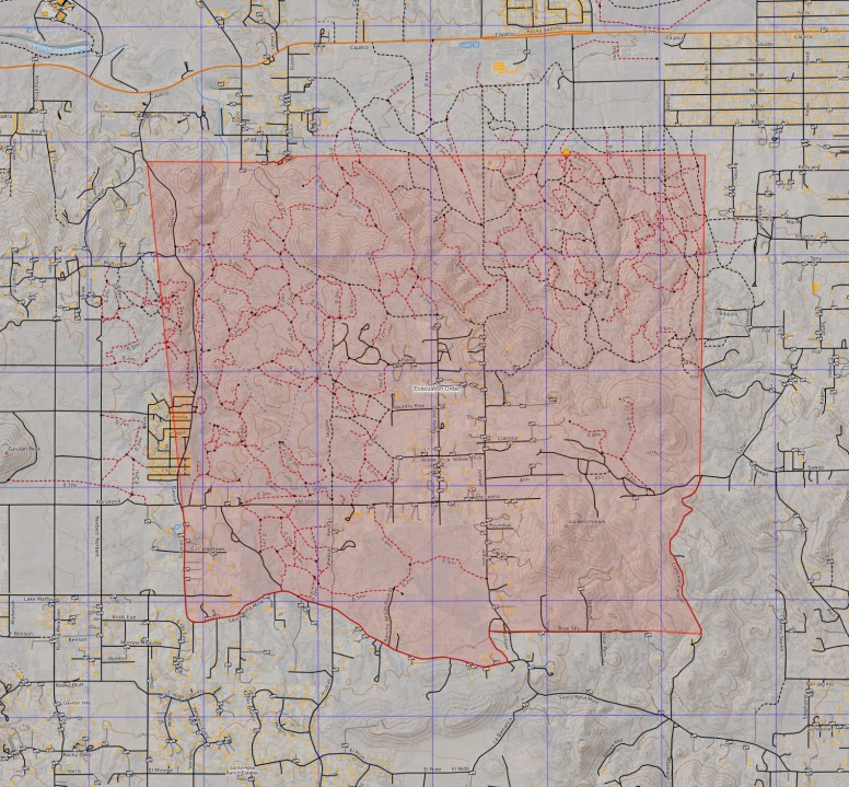 Evacuation order map area for the Gavilan Fire. 
(CAL FIRE/Riverside County Fire Department)