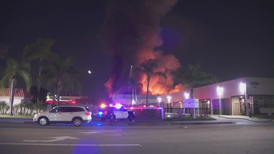 Fire erupts in Paramount