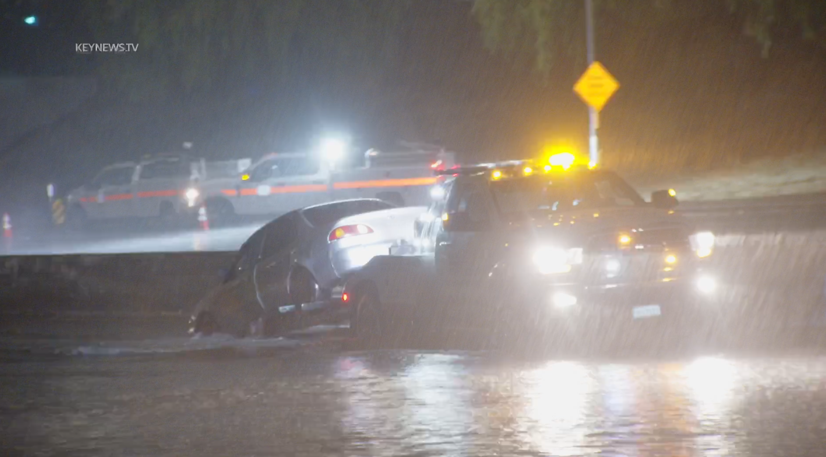 Flooding closed the 5 Freeway on Aug. 21, 2023. (KeyNews.TV)