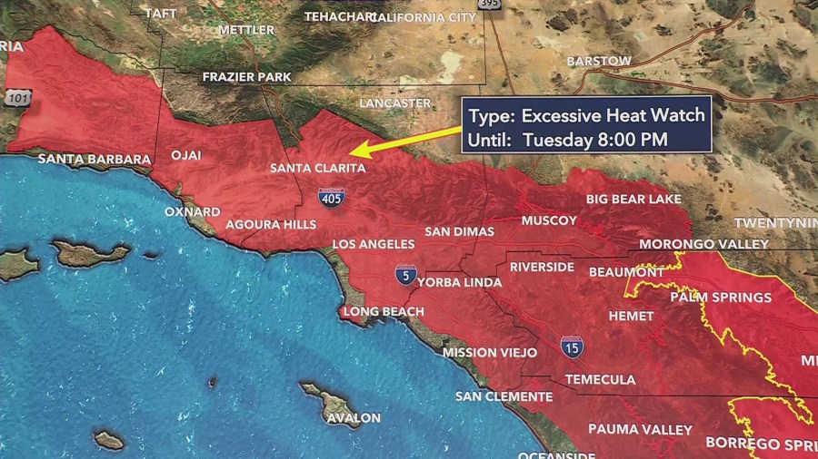 An excessive heat warning will be in effect across Southern California on Aug. 28-29. (KTLA)