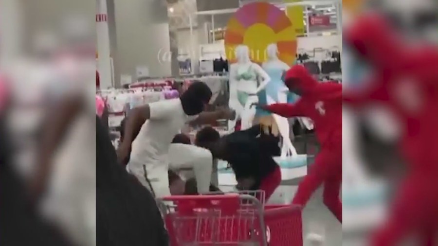 Video captured the moment a violent brawl broke out in a Target store in Redlands on August 14, 2023.