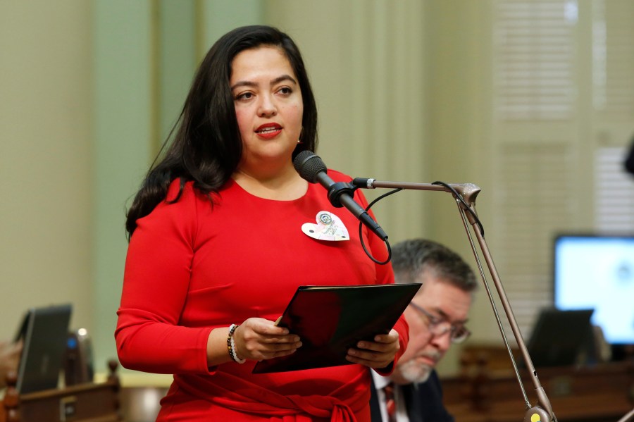 In this Feb. 10, 2020, file photo Assemblywoman Wendy Carrillo, D-Los Angeles, speaks in the Assembly in Sacramento, Calif. (AP Photo/Rich Pedroncelli, File)