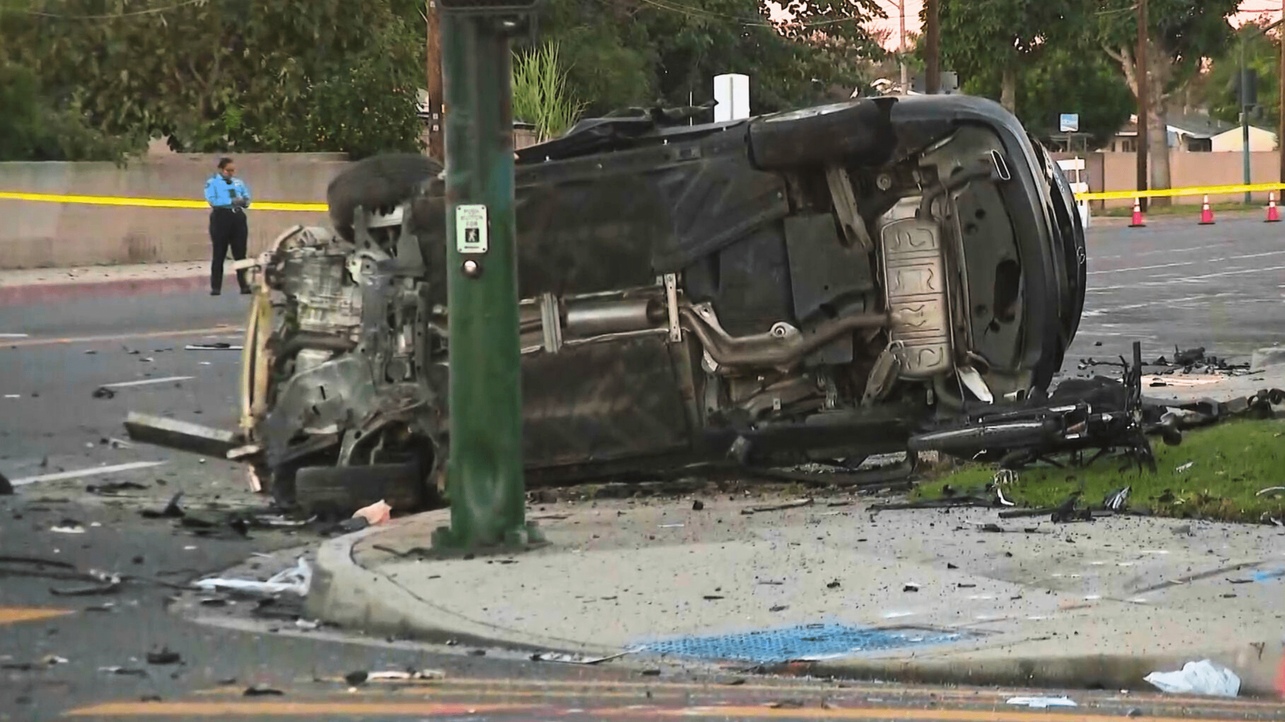 Police investigate a fatal pursuit crash in Buena Park.