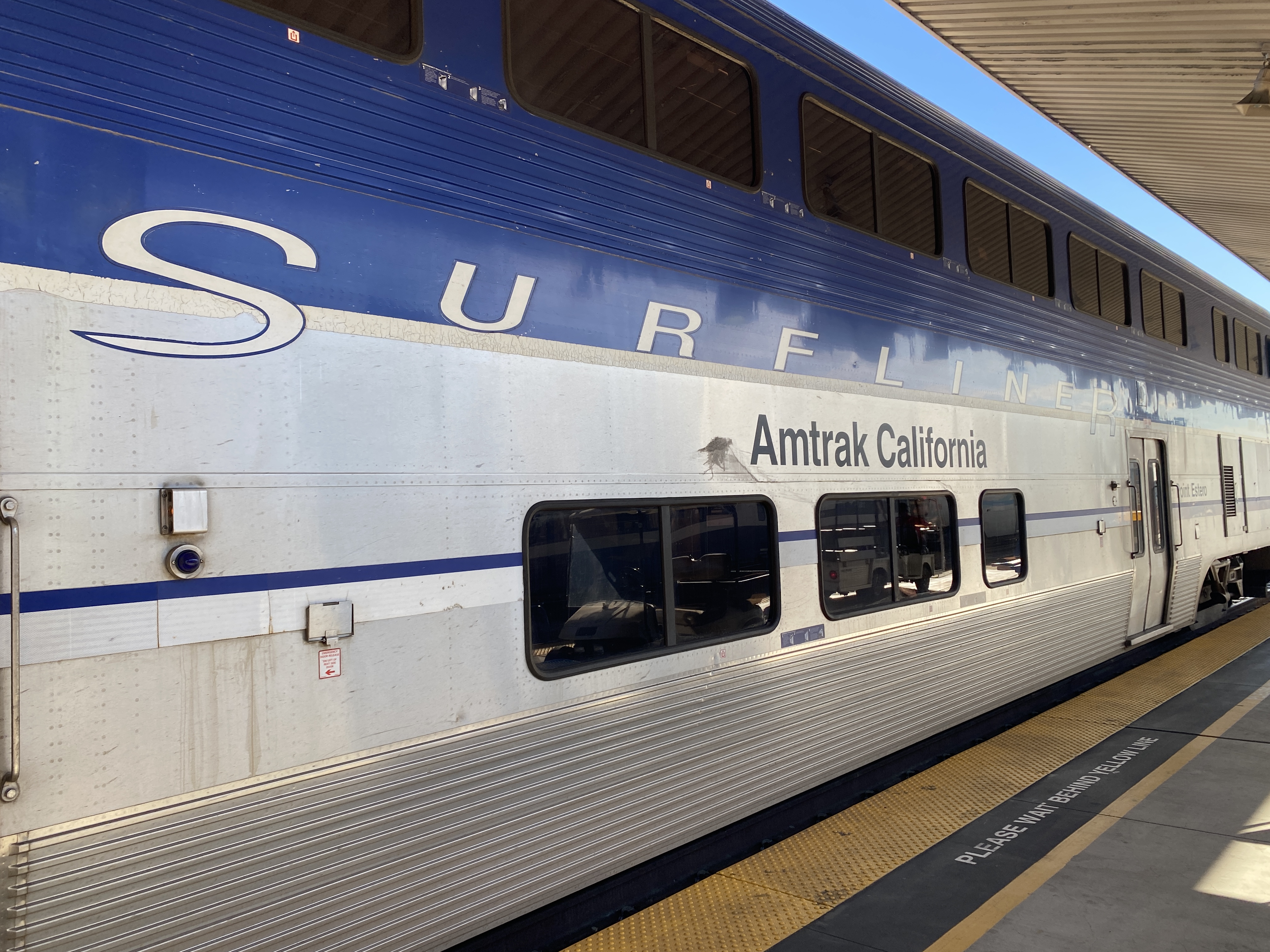 FILE – An Amtrak Pacific Surfliner train is shown parked at Los Angeles Union Station on Nov. 21, 2023. (KTLA)