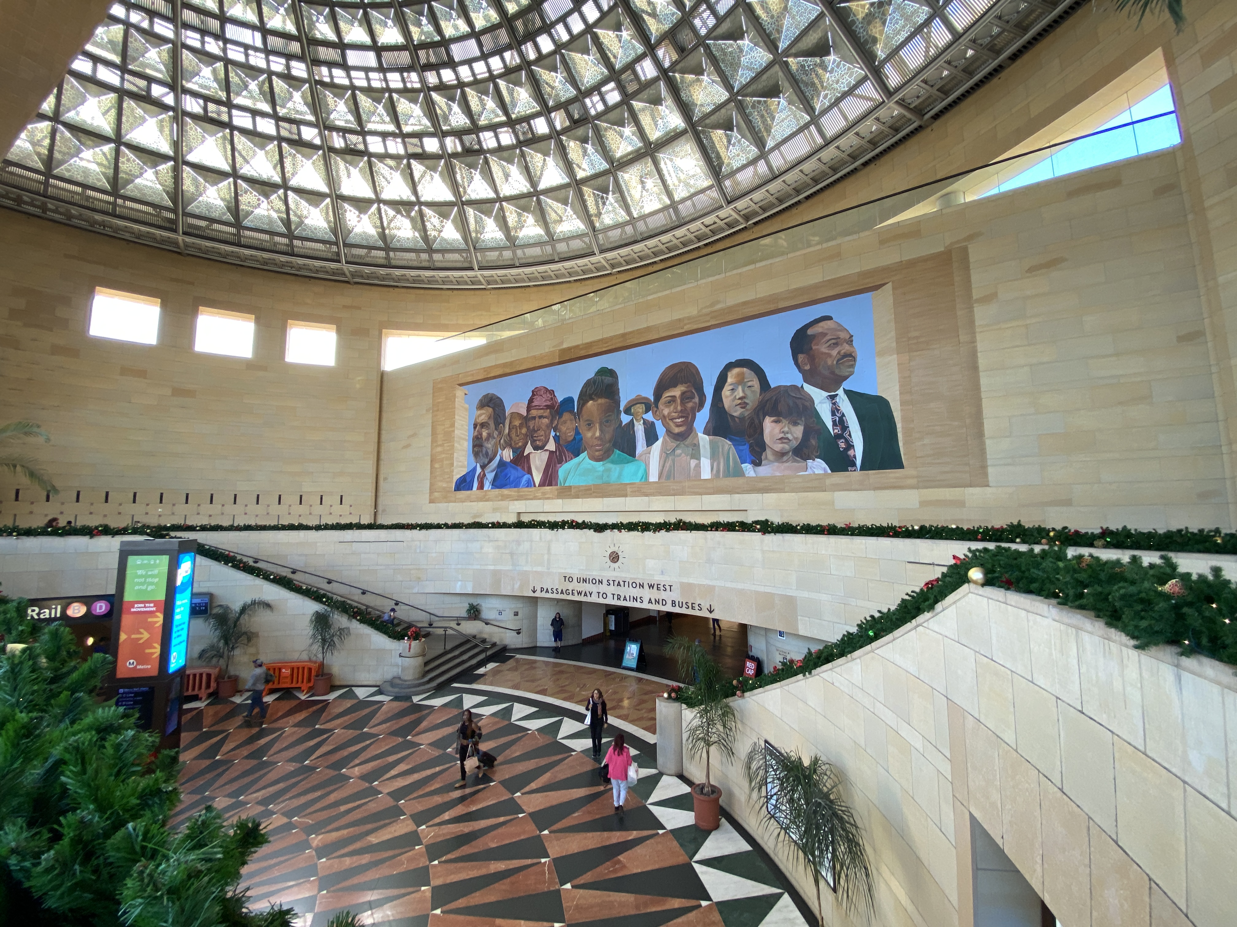 FILE – "City of Dreams/River of History," a mural by Los Angeles based artist Richard Wyatt, is shown at Union Station in Los Angeles on Nov. 21, 2023. (KTLA)