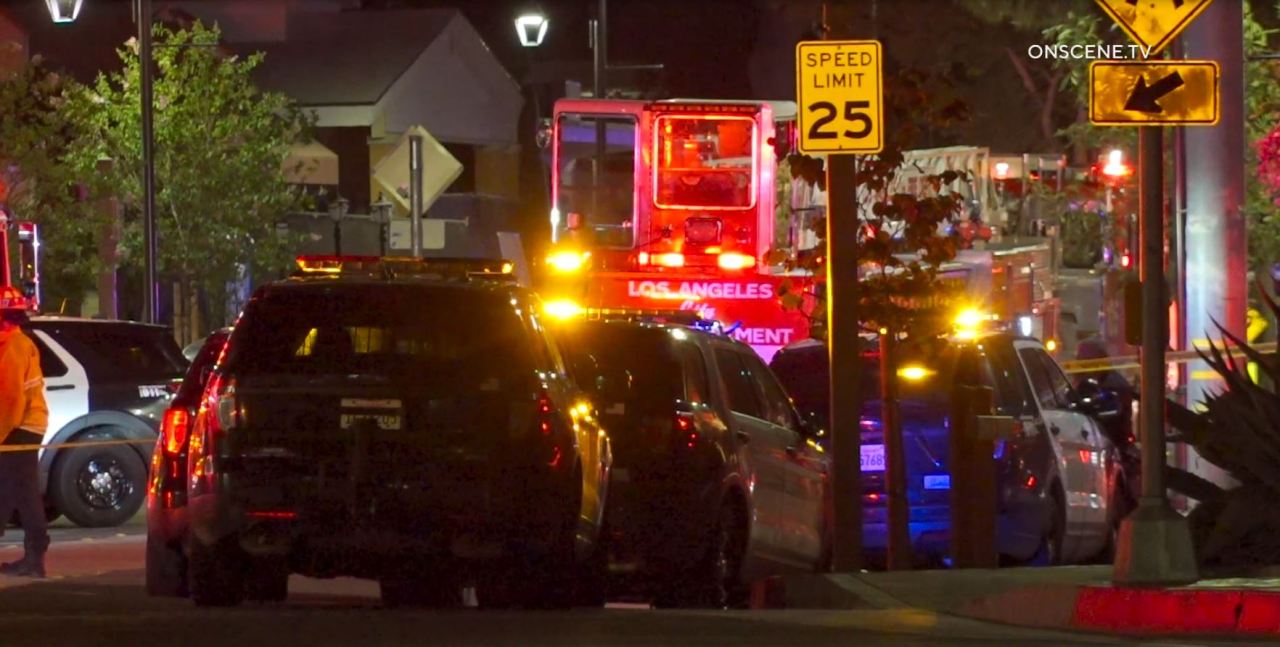 Police repsonded to an officer-involved shooting outside the Sagebrush Cantina in Calabasas on Nov. 1, 2023. (OnScene.TV)