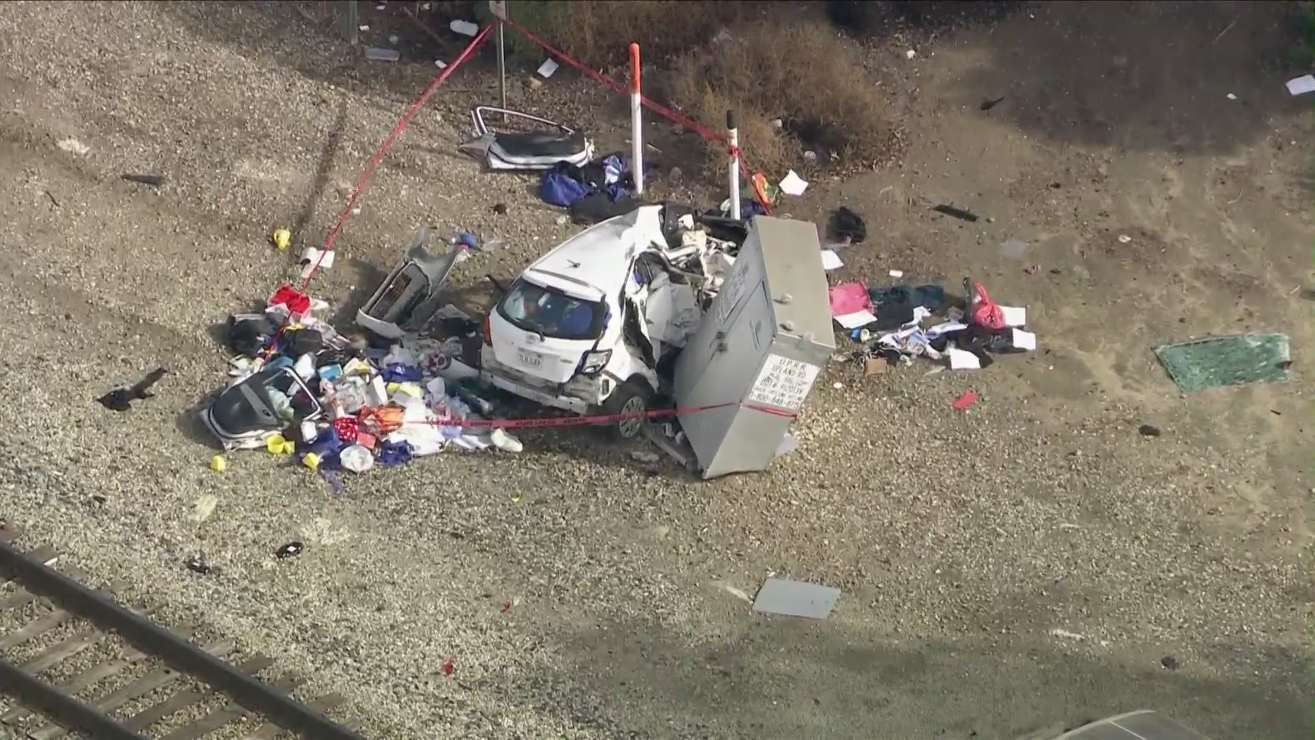 Sky5 was over a crash scene involving a Pacific Surfliner and a vehicle on Jan. 2, 2024.