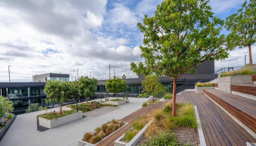 An outdoor courtyard at the soon-to-be UCLA Research Park in West Los Angeles is shown in this undated photo provided by UCLA.