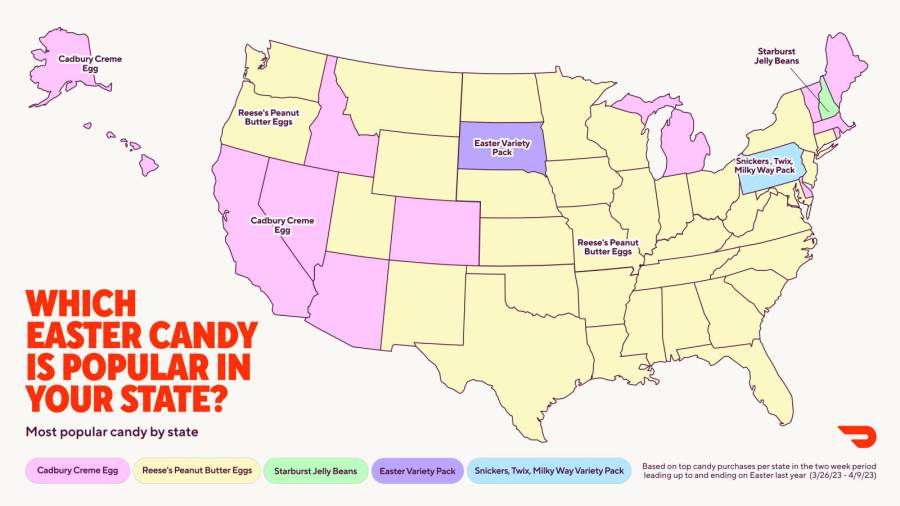 Doordash popular Easter candy