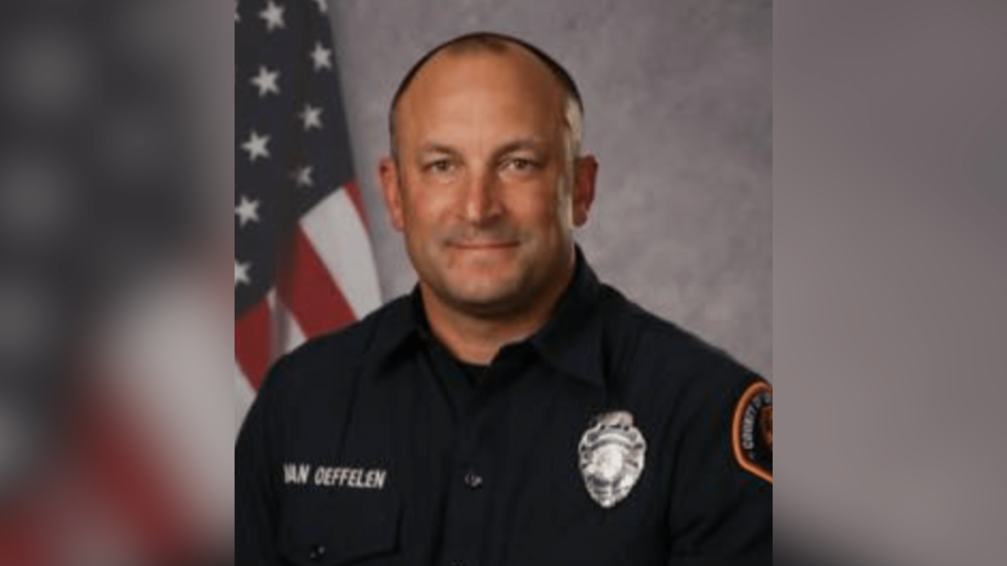Firefighter Jonathan Van Oeffelen is seen in an image provided by the Los Angeles County Fire Department.