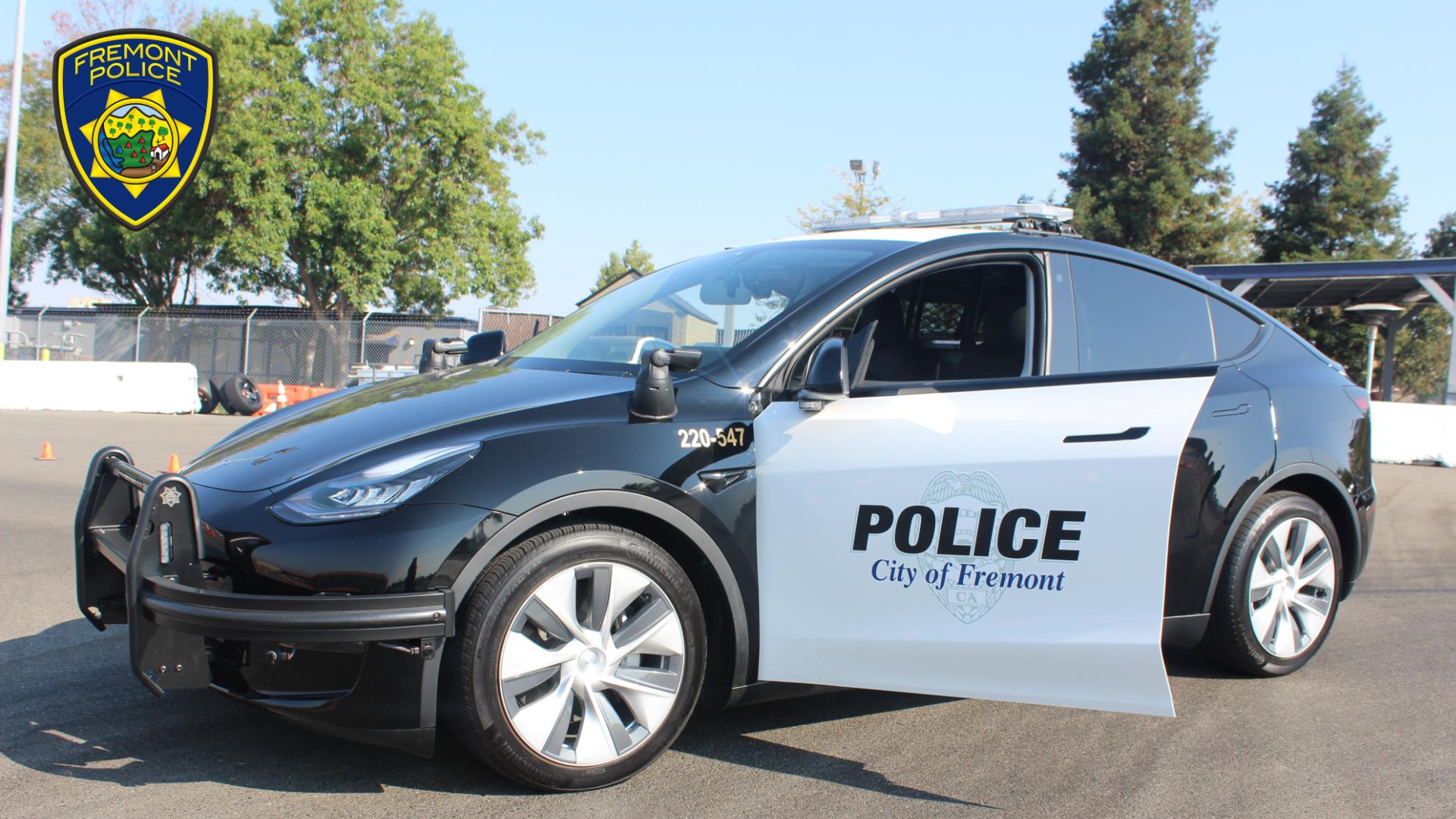 A Tesla Model Y patrol car introduced in a pilot program for the Fremont Police Department. (Fremont PD)