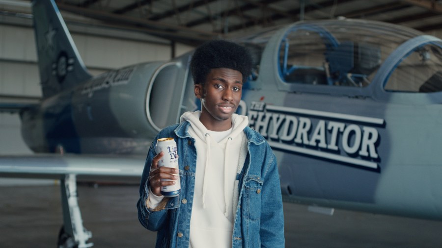 Promotional images from Liquid Death show the "Dehydrator," a jet that can be won in a new contest ending Sept. 4, 2024.