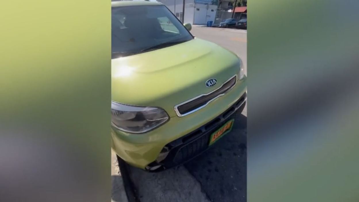 Erica Nese's "Ghostbuster" slimer Kia Soul was recovered on May 7, 2024 with most of its custom elements removed by the suspect. (Erica Nese)