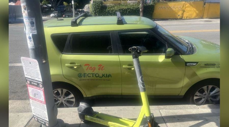 Erica Nese's "Ghostbuster" slimer Kia Soul was recovered on May 7, 2024 with most of its custom elements removed by the suspect. (Erica Nese)