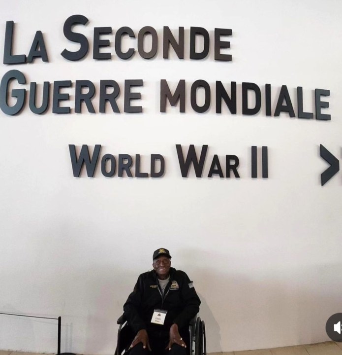On the 80th Anniversary of D-Day, Louis Brown, 98, visited France for a ceremony where he was honored alongside other veterans who served during World War II. (Brown Family)