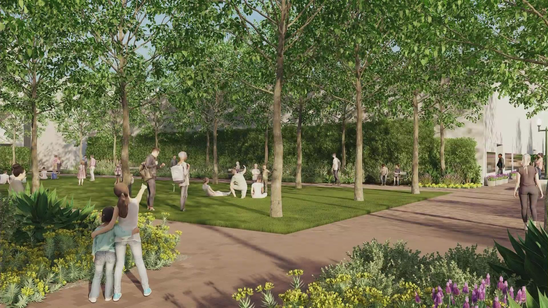 A rendering of the new "Greenleaf Promenade" which will feature smaller trees and improved pedstrian features and greenspace. (City of Whittier)