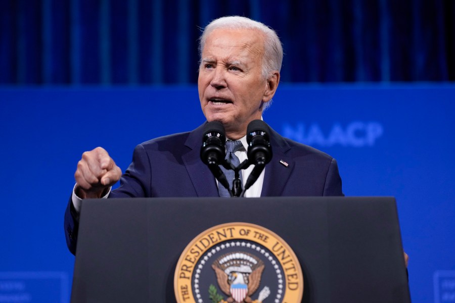 FILE - President Joe Biden speaks at the 115th NAACP National Convention in Las Vegas, July 16, 2024. Democrats at the highest levels are making a critical push for Biden to reconsider his election bid. Former President Barack Obama has privately expressed concerns to Democrats about Biden's candidacy. And Speaker Emerita Nancy Pelosi privately warned Biden that Democrats could lose the ability to seize control in the House if he didn't step away from the race. Biden says he's not dropping out believing he's best to beat the Republican Trump. (AP Photo/Susan Walsh, File)