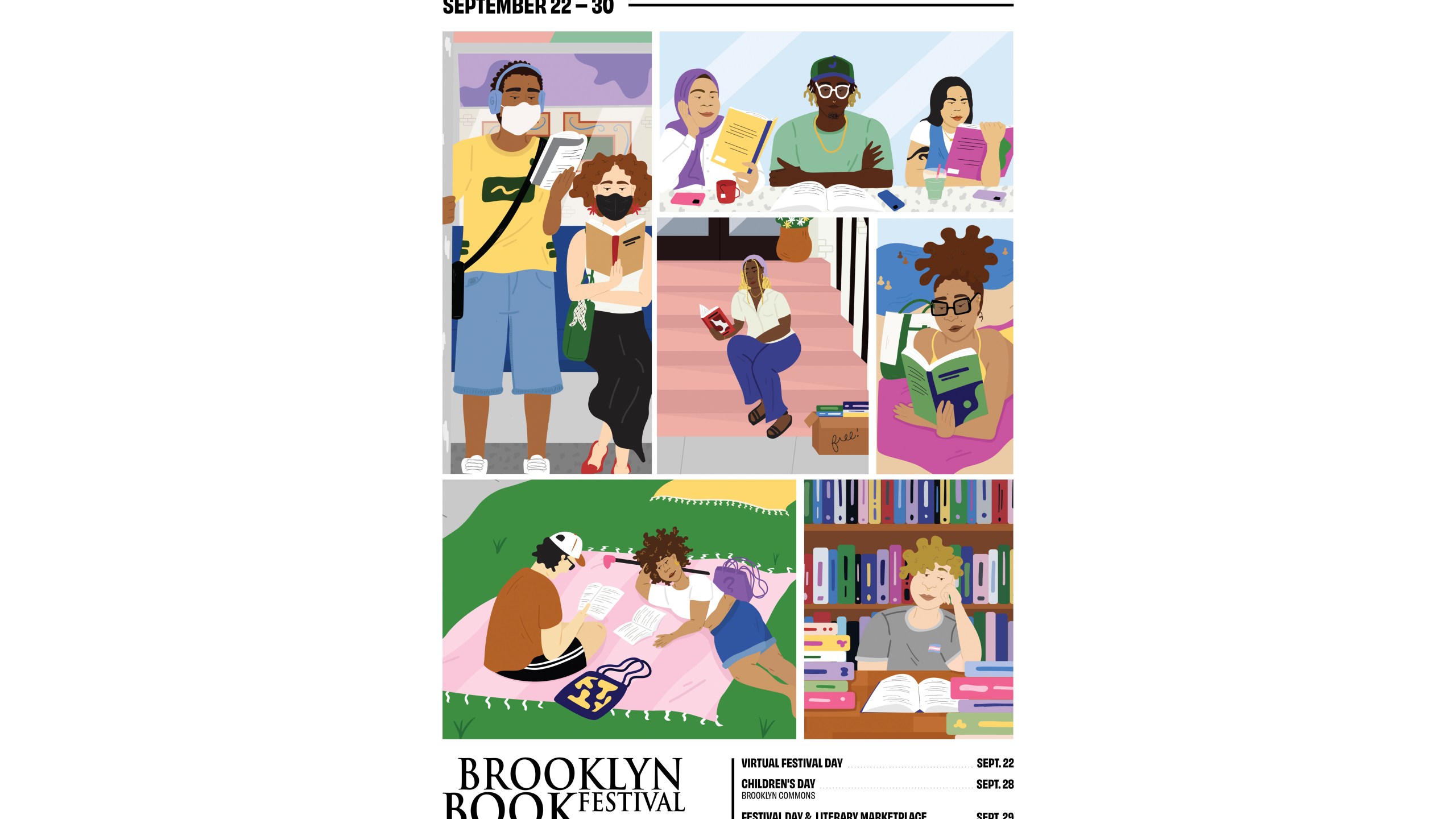 This image shows promotional art for the the Brooklyn Book Festival 2024, running Sept. 22 - 30. (Bria Benjamin/Brooklyn Book Festival via AP)