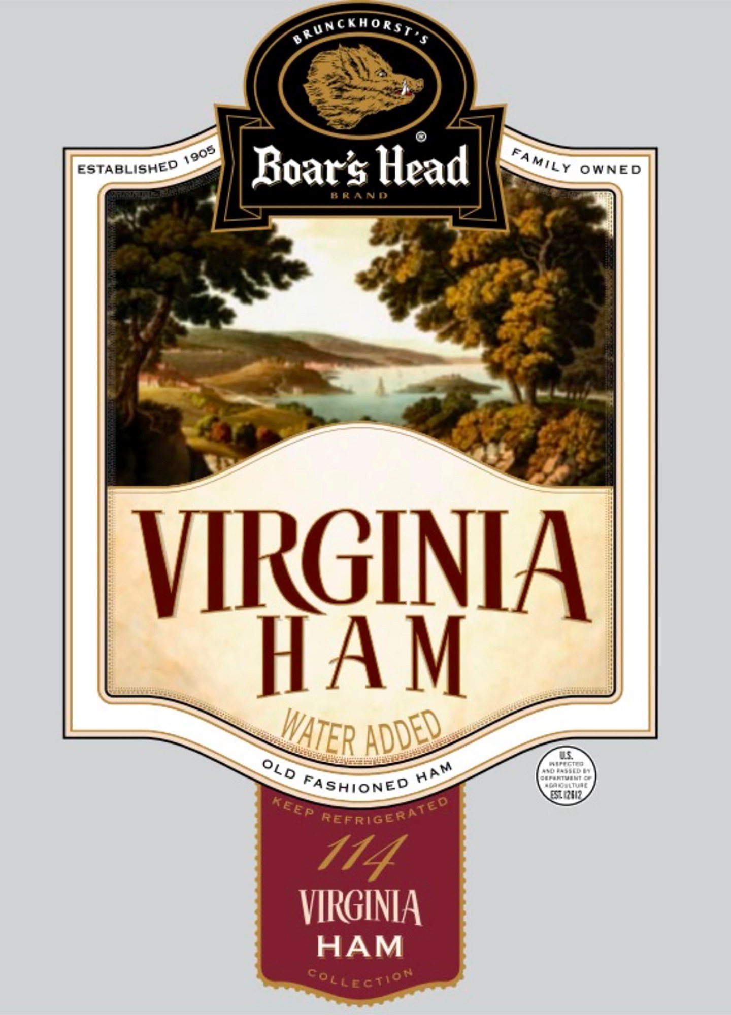 This image released by the Food Safety and Inspection Service, an agency of the United States Department of Agriculture, shows the product label for Boar's Head Virginia Ham meat, one of 71 products recalled as an investigation into a deadly listeria outbreak. The popular deli meat company is recalling an additional 7 million pounds of ready-to-eat products made at a Virginia plant as the investigation continues, U.S. Agriculture Department officials said Tuesday, July 30, 2024. (FSIS/USDA via AP)