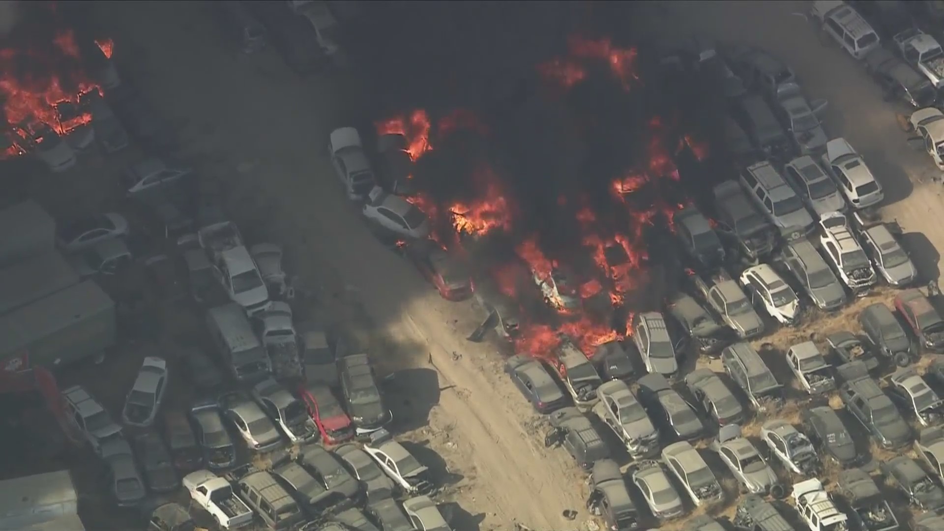 Auto recycling center fire