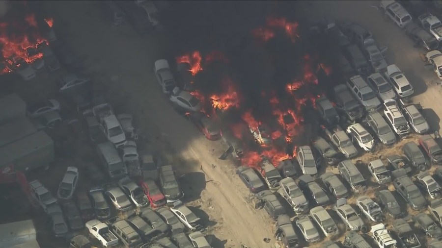 Auto recycling center fire