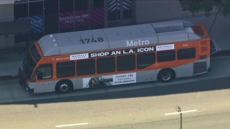 Law enforcement responds to a report of an armed suspect on a bus in Glendale