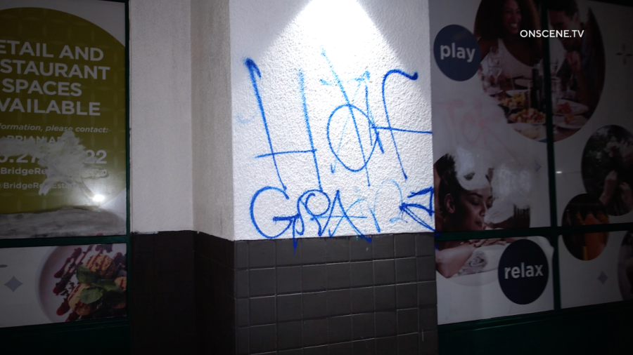 Graffiti is seen in Downtown Los Angeles