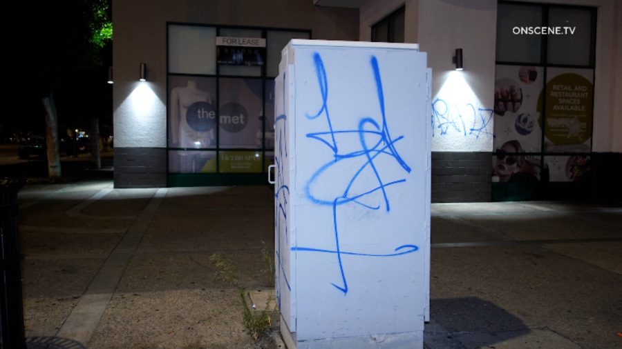 Graffiti is seen in Downtown Los Angeles