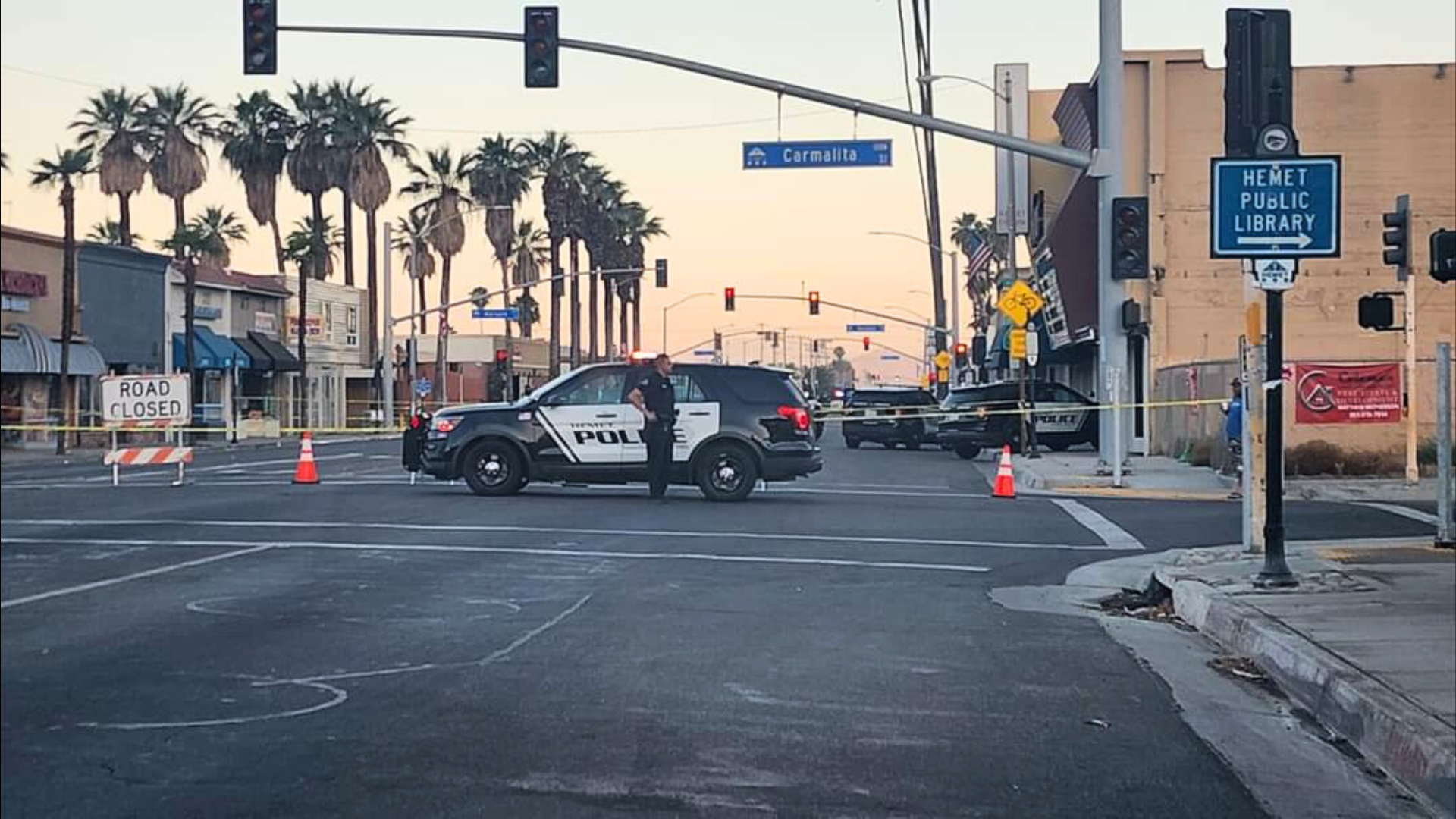 Police block off the street where Jimmy Lopez was fatally shot by officers in Hemet on July 4, 2024. (Lopez Family)