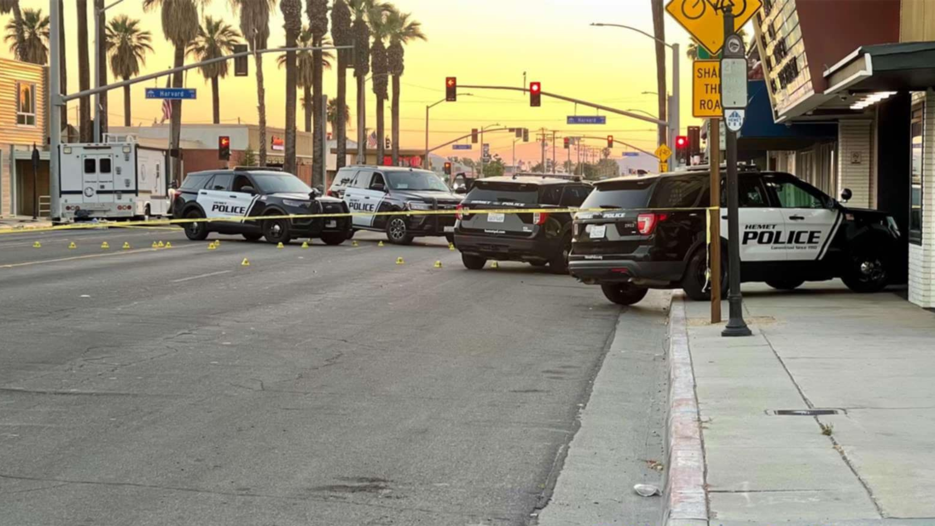 Police block off the street where Jimmy Lopez was fatally shot by officers in Hemet on July 4, 2024. (Lopez Family)