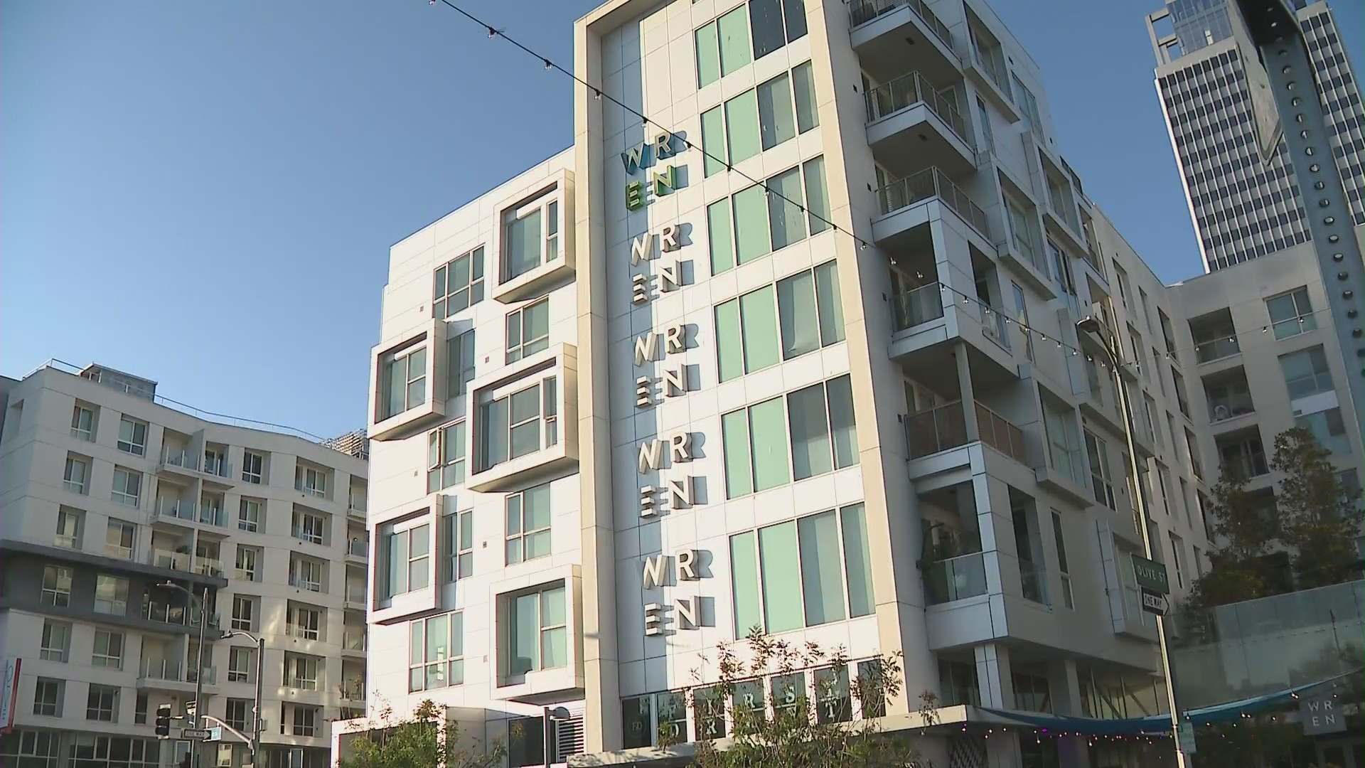 The WREN Apartments complex located on the 1200 block of South Olive Street in downtown Los Angeles. (KTLA)