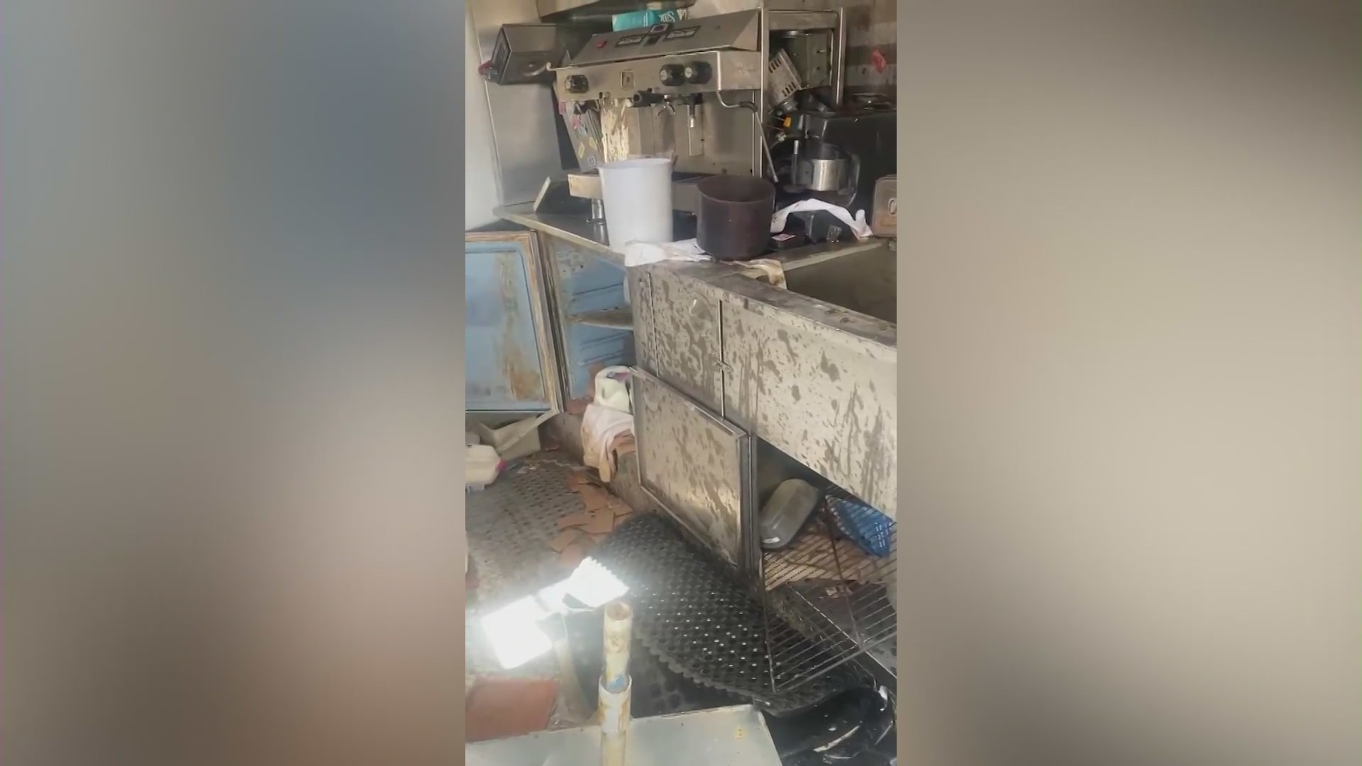The interior of the coffee cart was destroyed during a stolen vehicle pursuit through L.A. and Ventura counties on July 16, 2024. (Derek Strano)