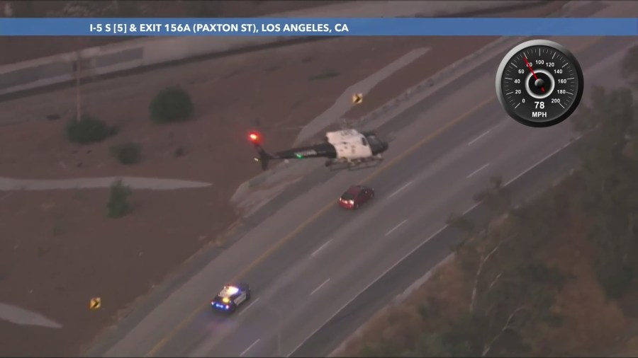 A driver in a suspected stolen vehicle led officers on a high-speed chase through the San Fernando Valley area on July 4, 2024. (KTLA)