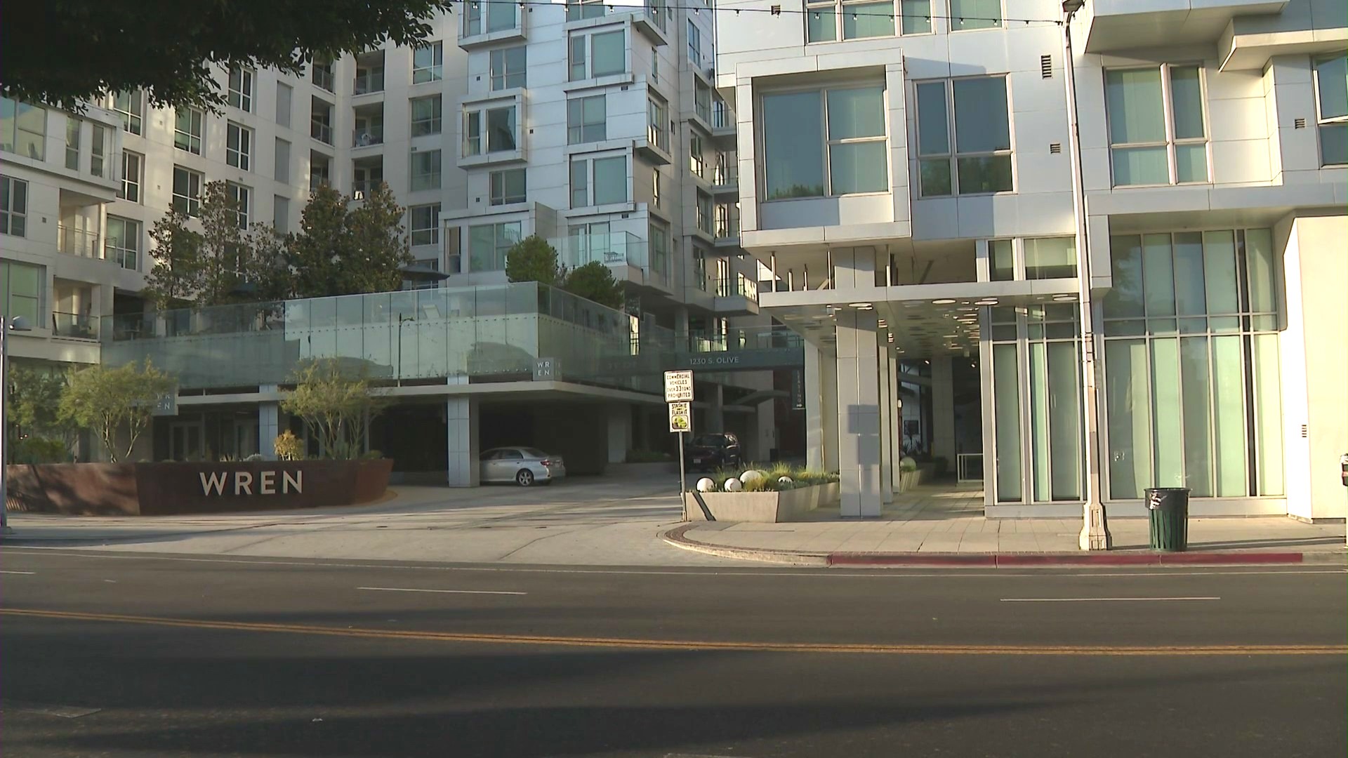 The WREN Apartments complex located on the 1200 block of South Olive Street in downtown Los Angeles. (KTLA)