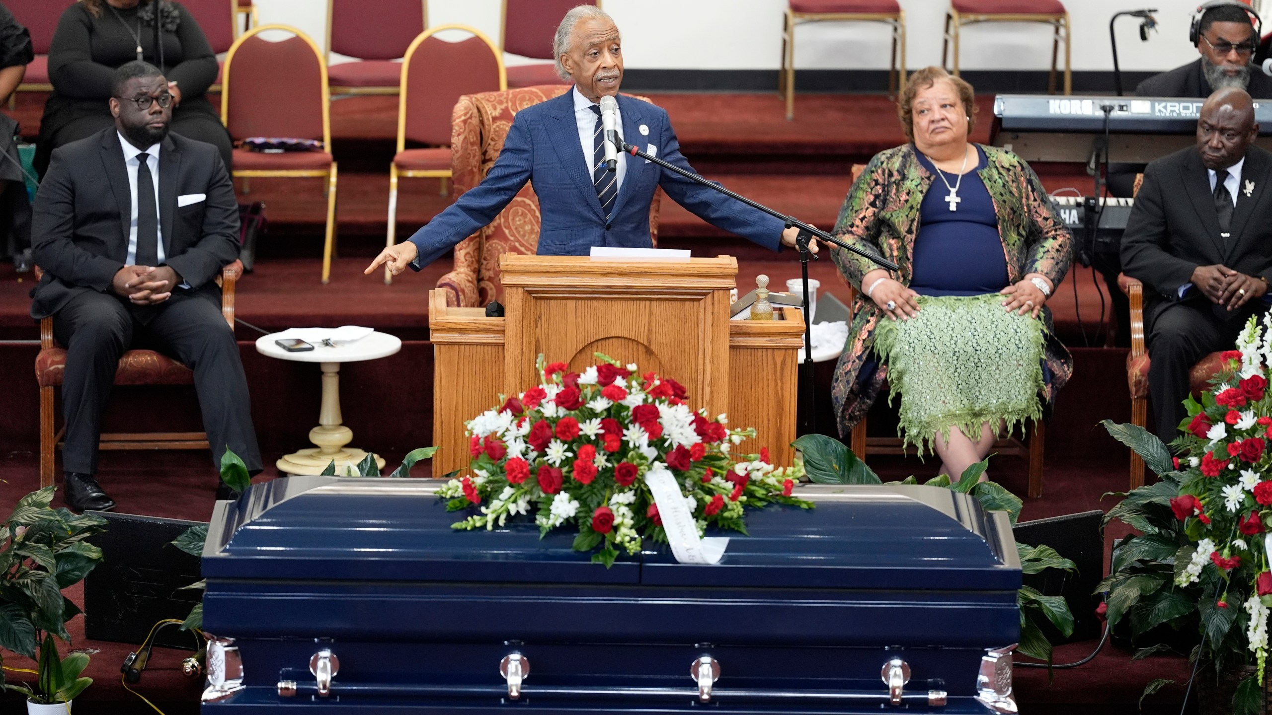 FILE - Rev. Al Sharpton speaks at the funeral for D'Vontaye Mitchell Thursday, July 11, 2024, in Milwaukee. Mitchell died June 30. (AP Photo/Morry Gash)