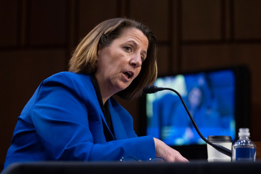 FILE - Deputy Attorney General Lisa Monaco testifies during a hearing, April 19, 2023, on Capitol Hill in Washington. The Justice Department is committed to sharing with social media companies information that it picks up about efforts by foreign governments to influence this year's elections, according to a speech being given by Monaco, Friday, August. 2, 2024. Monaco will say that though it's up to companies to decide what if any action to take, the department will continue to provide them with “actionable intelligence” so they can make decisions about foreign threats on their platforms. (AP Photo/Manuel Balce Ceneta, File)