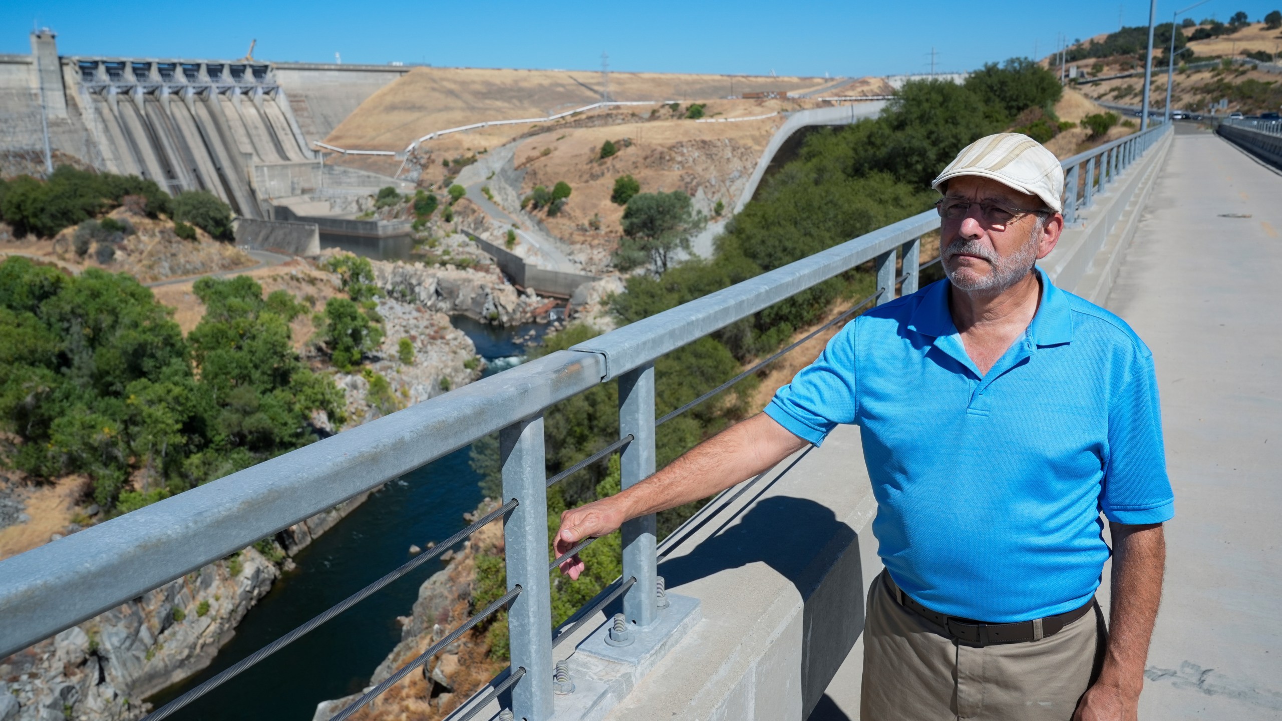 George Booth, executive director of the Floodplain Management Association, is photographed in front of Folsom Dam, Friday, Aug. 16, 2024, in Folsom, Calif. (AP Photo/Godofredo A. Vásquez)