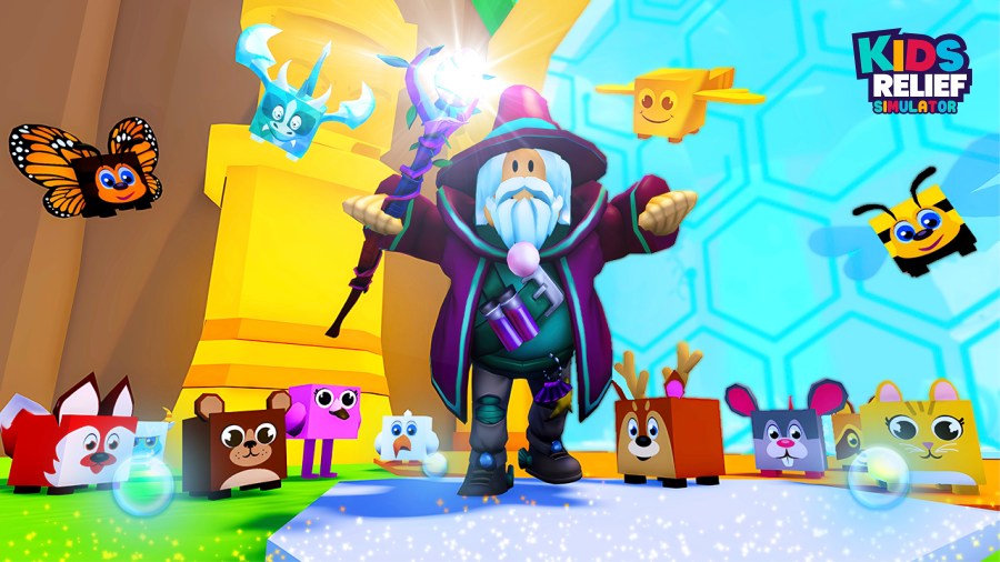 This image provided by Comic Relief US shows the virtual realm of the nonprofit's new 'Game to Change the World.' The wizard-led quests, which take place on the social gaming platform Roblox, are part of Comic Relief US' second annual Kids Relief campaign to build charitable habits among children while raising funds to fight poverty. (Comic Relief US via AP)