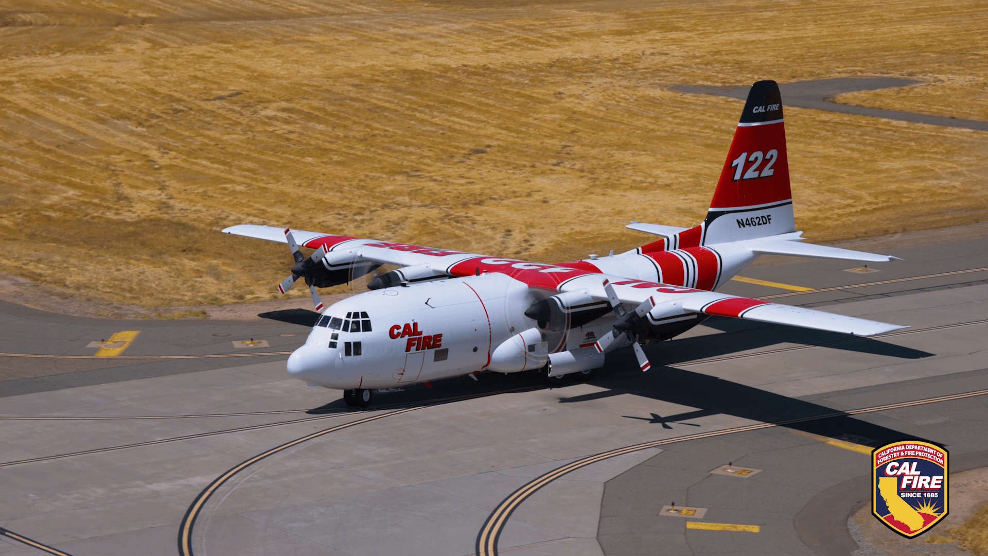 The first of seven C-130 Hercules airtankers to be retrofitted to fight California wildfires is officially in service, state officials announced on Aug. 26, 2024. (CAL FIRE)