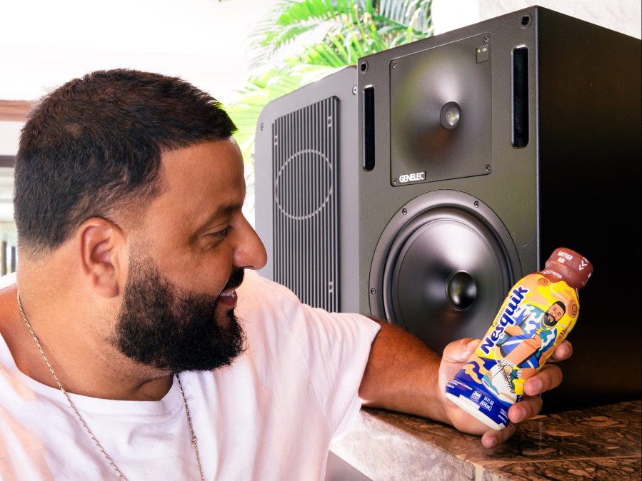 DJ Khaled poses with a bottle of Nesquik Another Bun, a cinnamon bun-flavored milk released in August 2024. (Nesquik)