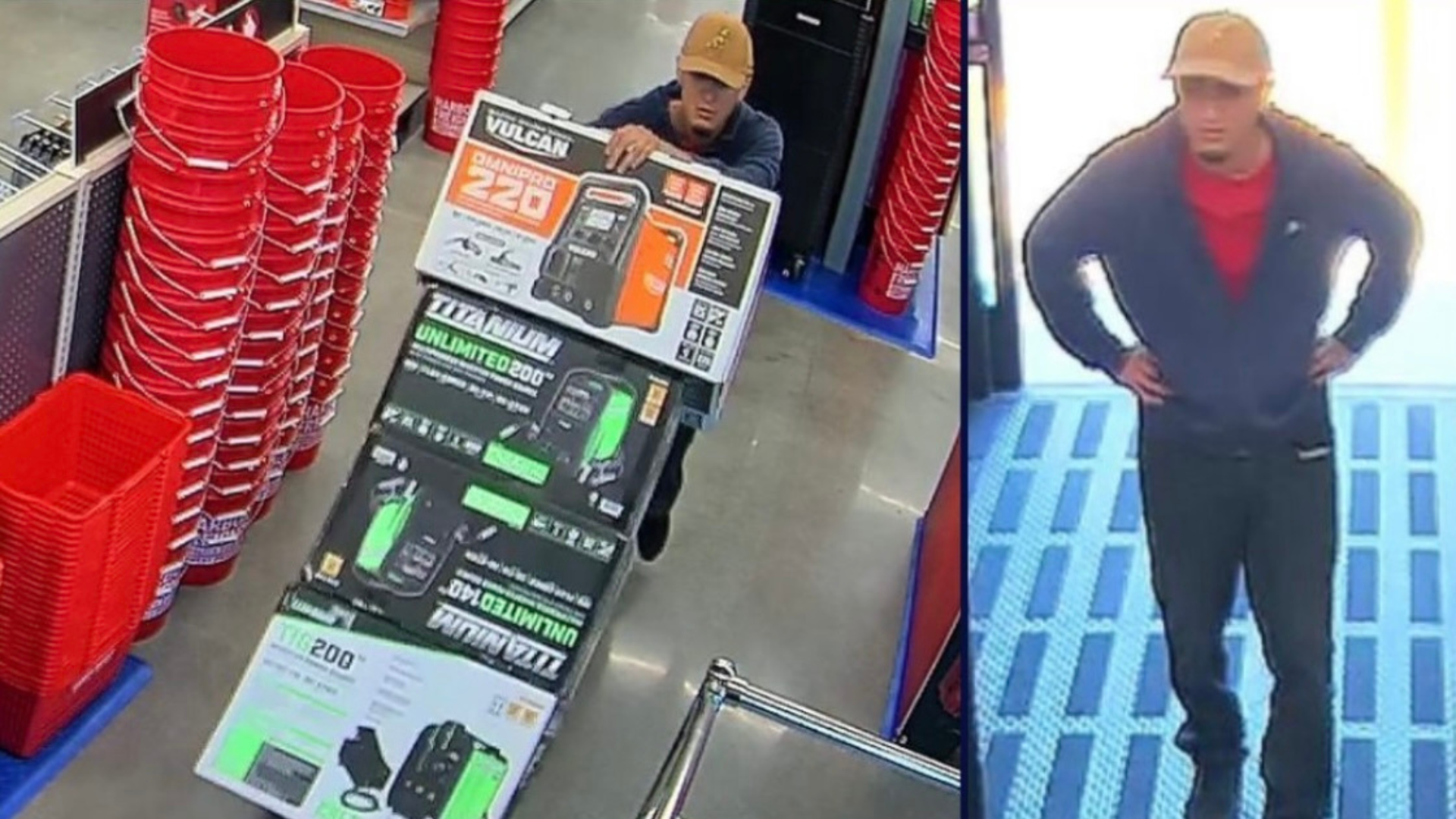 A suspect seen stealing $3,500 worth of tools at a Harbor Freight store in Irvine on Aug. 4, 2024. (Irvine Police Department)