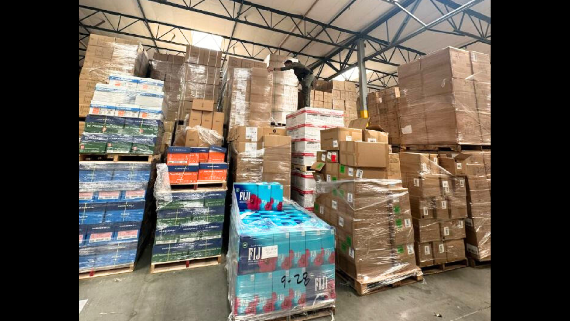 Over 300 pallets worth of stolen cargo were discovered at a Jurupa Valley warehouse on August 2, 2024. (Riverside County Sheriff’s Department)