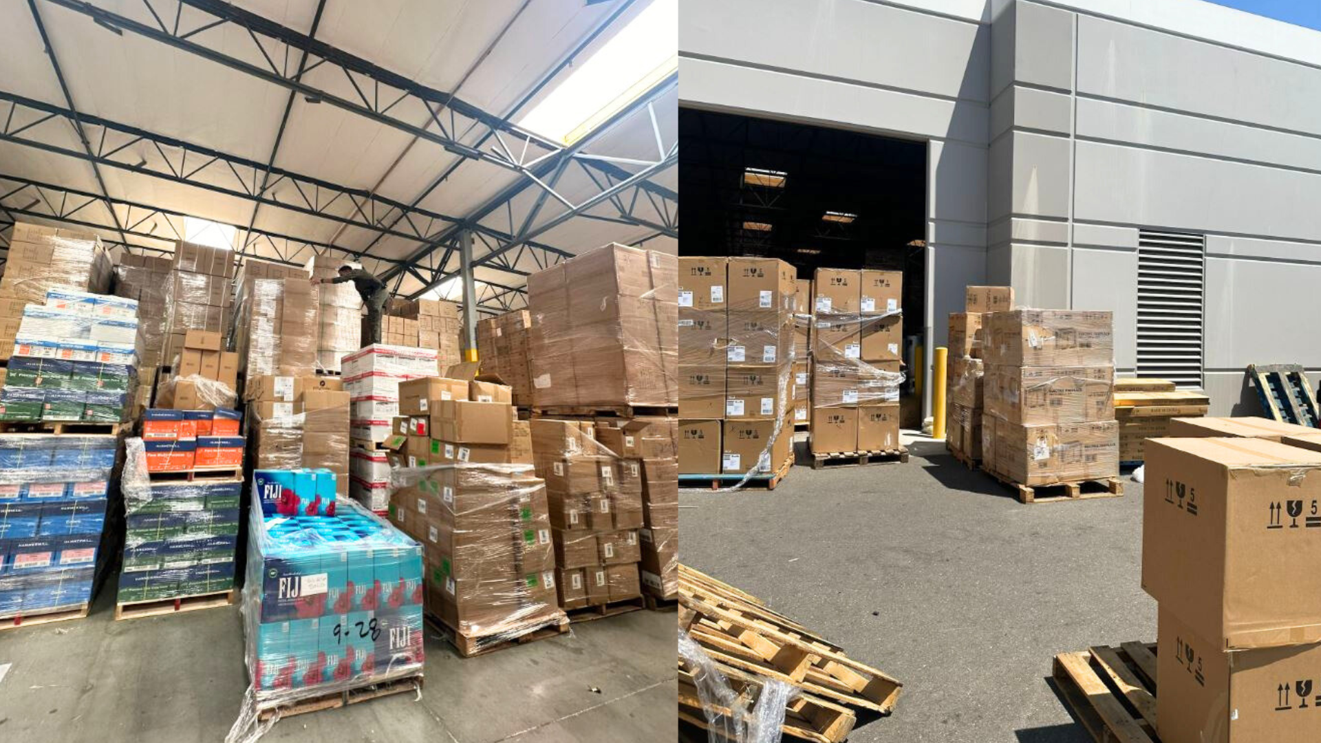 Over 300 pallets worth of stolen cargo were discovered at a Jurupa Valley warehouse on August 2, 2024. (Riverside County Sheriff’s Department)
