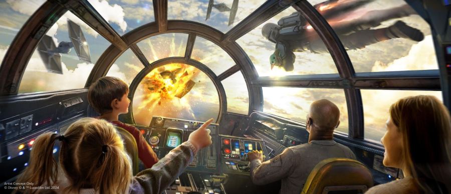 Mando and Grogu will jump to lightspeed in a brand-new adventure coming to Millenium Falcon: Smugglers Run at Star Wars: Galaxy’s Edge at Disney Parks. (Disney Parks)