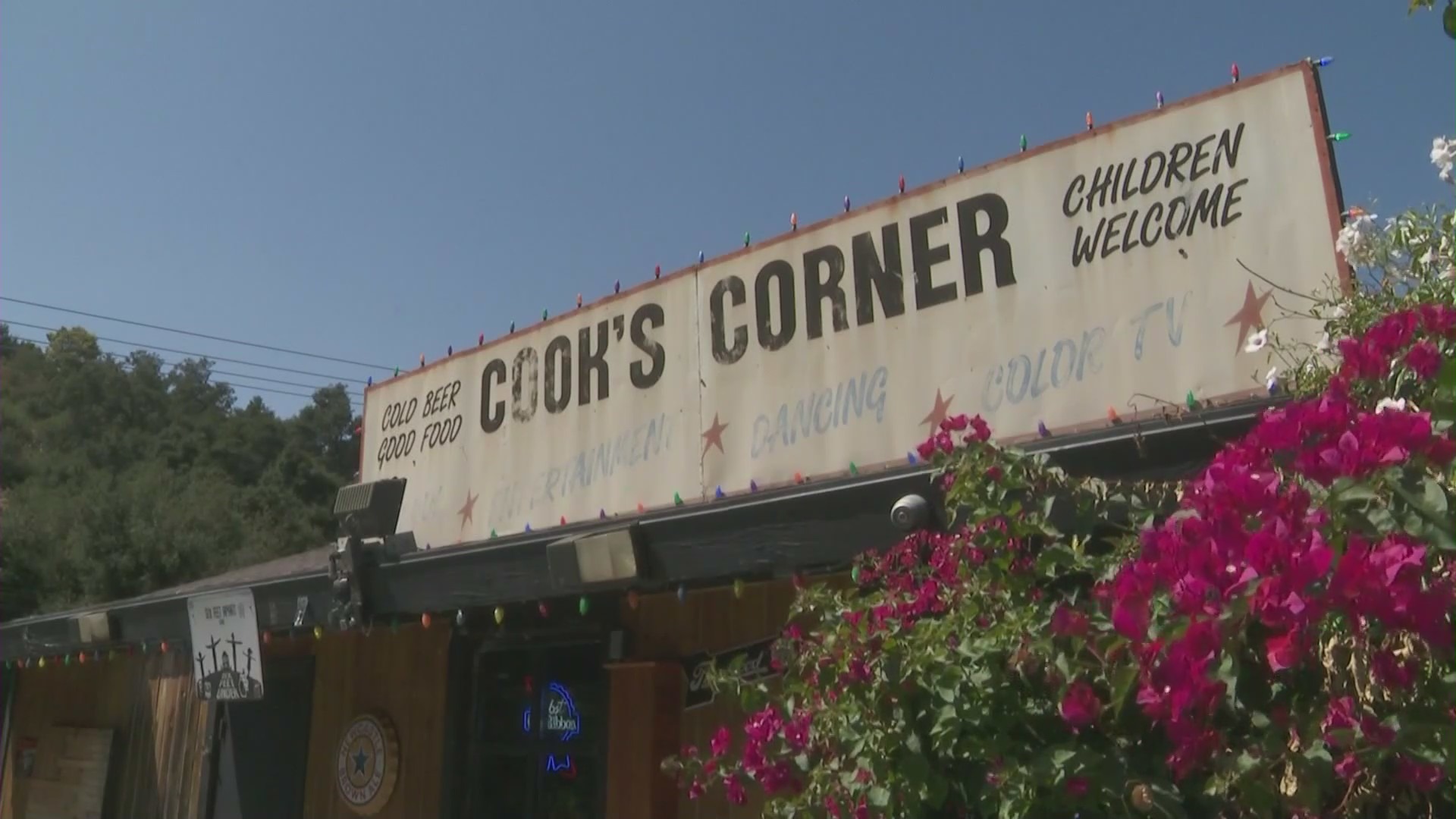 The popular biker bar, Cook's Corner in Trabuco Canyon, held a candlelight vigil on August 23, 2024, marking the one year anniversary of a deadly mass shooting. (KTLA)