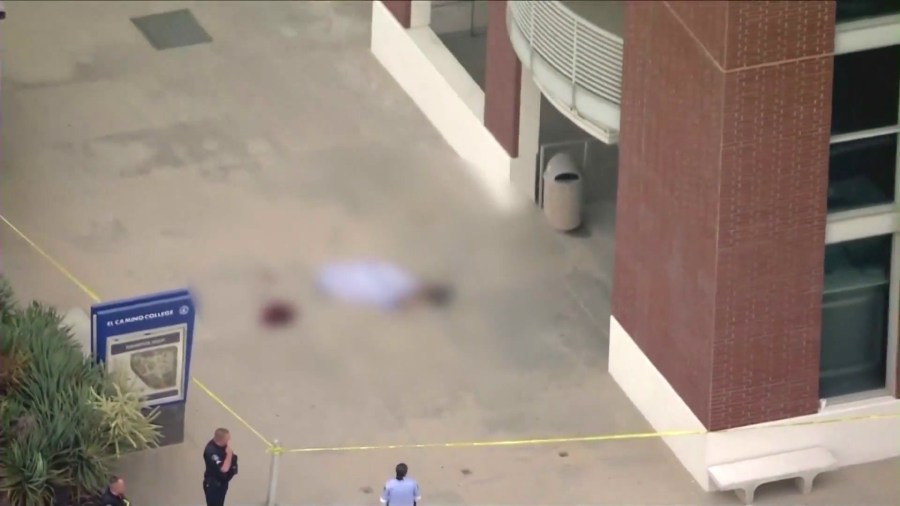 A man was found dead outside a parking structure at El Camino College after an attempted murder-suicide involving his mother on August 9, 2024. (KTLA)
