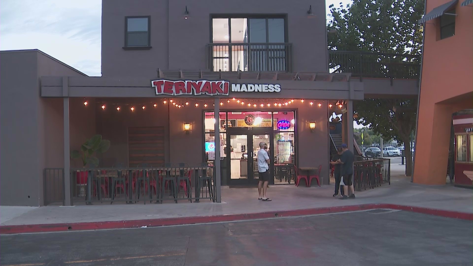 The owners of Teriyaki Madness restaurant are working to clean up the destruction left behind by a burglar. (KTLA)
