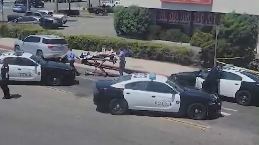 The teen suspect was struck by gunfire from law enforcement in Anaheim and transported to the hospital on August 9, 2024. (KTLA)