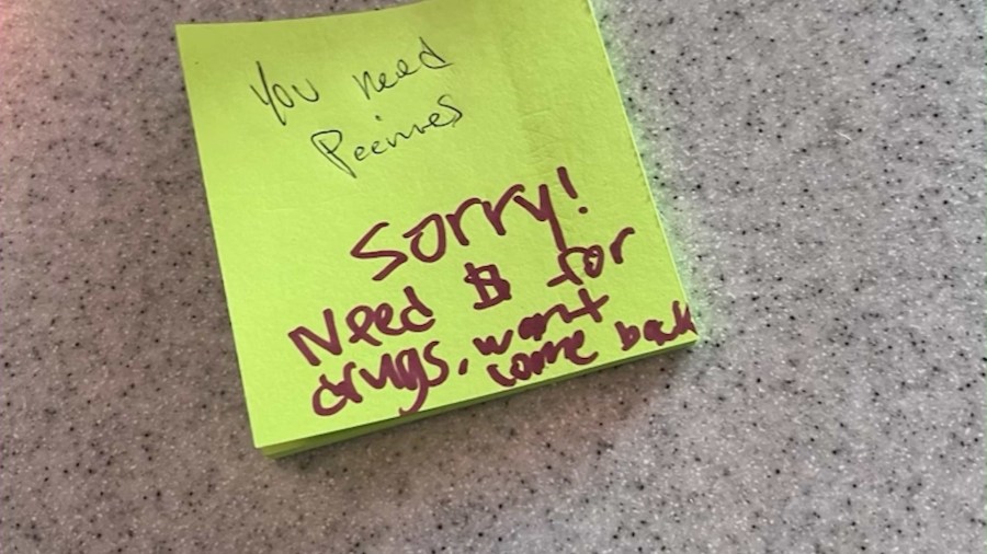 The thief's apology note was left at the front counter after a break-in at Teriyaki Madness. (Teriyaki Madness)