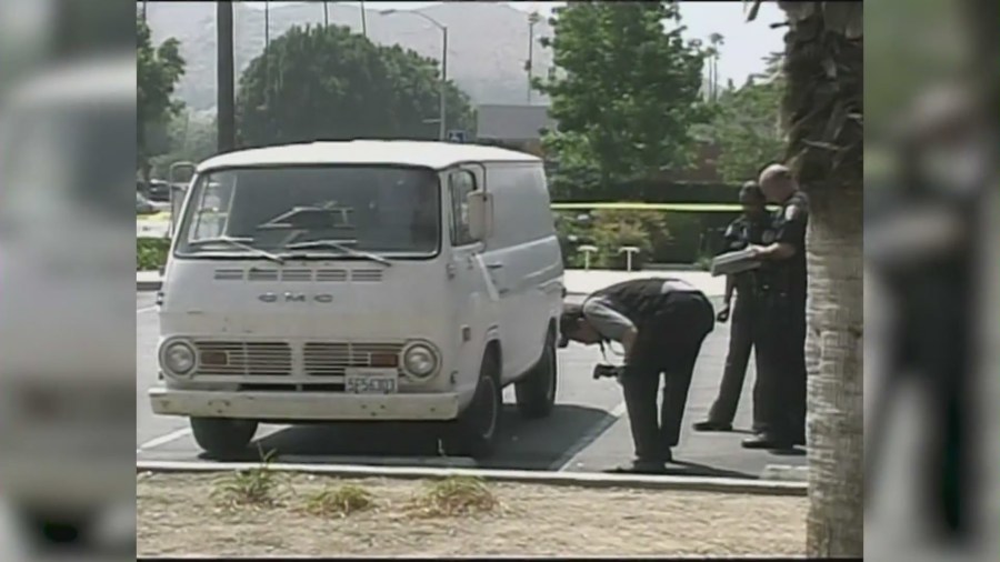 Police investigated the suspect's vehicle after Charles Mix was located in Utah with the 5-year-old girl he kidnapped from Riverside, California. (KTLA)